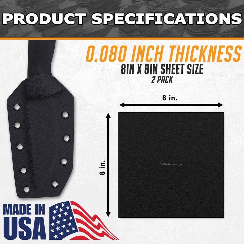 Holstex KYDEX Thermoform Sheet - (Type V) - (P1 Texture) - (0.080 Thickness) - (8in x 8in Sheets) - (Black) - (2 Pack) - for Holster Making, Cosplay, Airsoft Armor, Keel Guards - Image 3